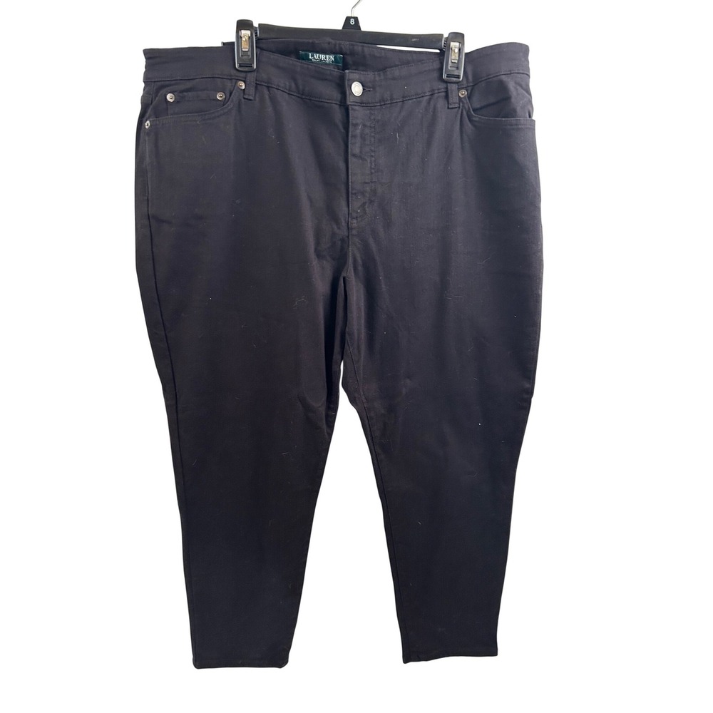 Lauren Ralph Lauren Premier Skinny Cropped Jeans 20W Black Stretch Women